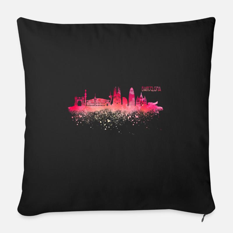 Skyline Barcelona Spanien - Sofakissenbezug 45 x 45 cm - Schwarz