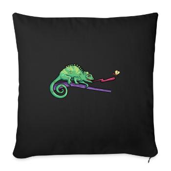 Lézard caméléon Reptile Herpétologiste - Housse de coussin décorative 45 x 45 cm - noir - Devant