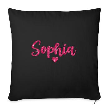 Sophia Herz Pink - Sofakissenbezug 45 x 45 cm - Schwarz - Vorne