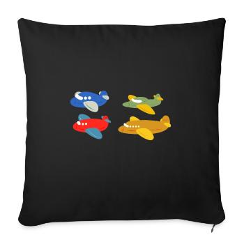 Enfants Avion Anniversaire Pilote - Housse de coussin décorative 45 x 45 cm - noir - Devant
