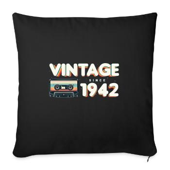 Classique et vintage 1942 Musique nostalgique amusante - Housse de coussin décorative 45 x 45 cm - noir - Devant