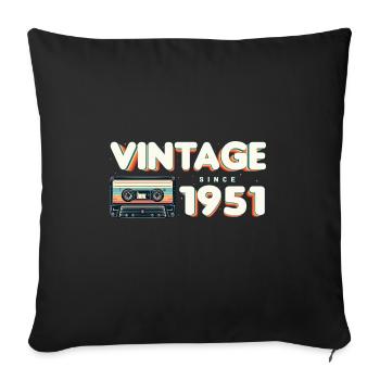 Rétro Vintage 1951 Nostalgique Anniversaire Hommes Femmes - Housse de coussin décorative 45 x 45 cm - noir - Devant