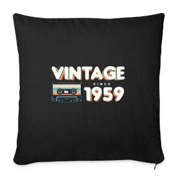 Rétro Vintage 1959 Nostalgique Anniversaire Hommes Femmes - Housse de coussin décorative 45 x 45 cm - noir - Devant