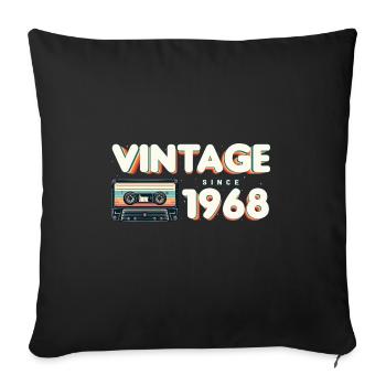 Classique & Vintage 1968 Musique Nostalgique Drôle - Housse de coussin décorative 45 x 45 cm - noir - Devant