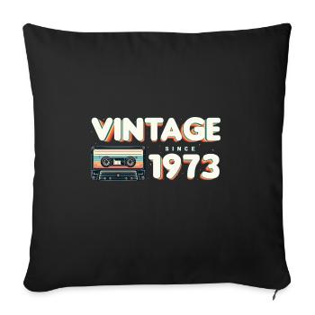 Vintage seit 1973 Nostalgik & Vintage Musik - Sofakissenbezug 45 x 45 cm - Schwarz - Vorne