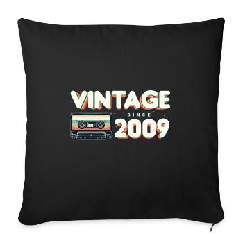 Rétro Vintage 2009 Nostalgique Anniversaire Hommes Femmes - Housse de coussin décorative 45 x 45 cm - noir - Devant