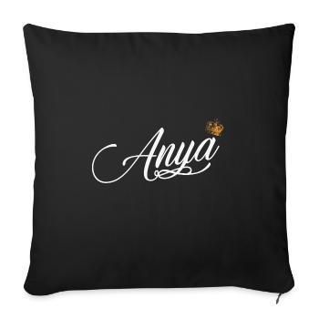 Anya Nom personnalisé pour les femmes Enfants Tout-petits - Anya - Housse de coussin décorative 45 x 45 cm - noir - Devant