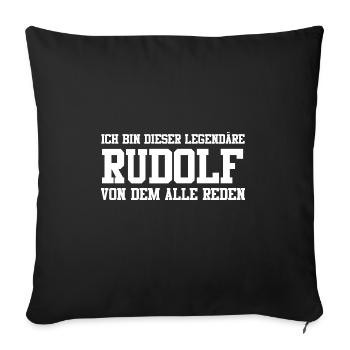 Rudolf Name Design - Sofakissenbezug 45 x 45 cm - Schwarz - Vorne