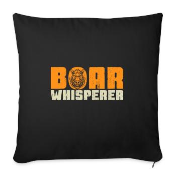 Chasse au sanglier chasseur sanglier - Housse de coussin décorative 45 x 45 cm - noir - Devant