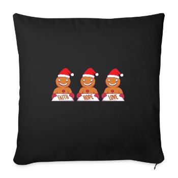 Gingerbread Man Faith Hope Love Religious - Sofa pillowcase 17,3'' x 17,3'' (45 x 45 cm) - black - Front