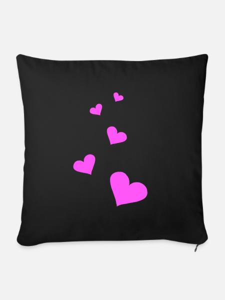 Herzen pink - Sofakissenbezug 45 x 45 cm - Schwarz
