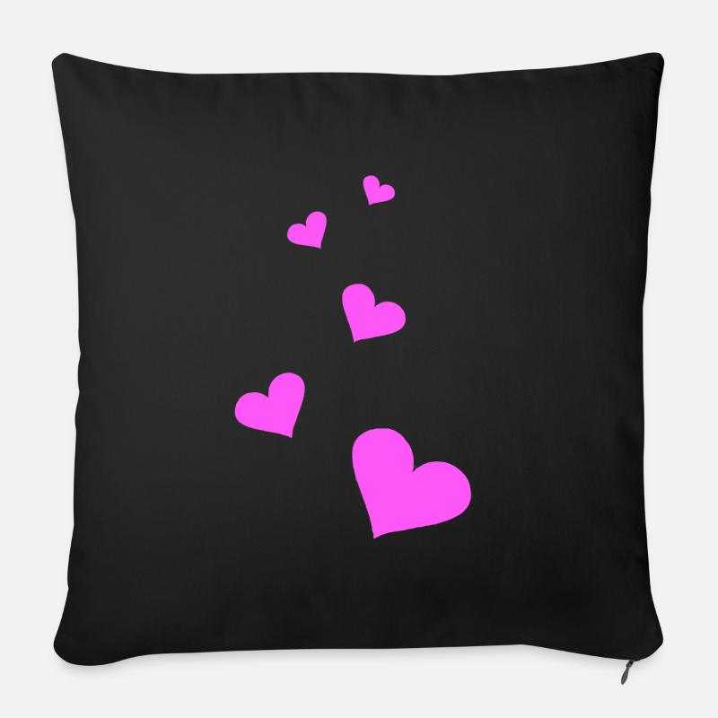 Herzen pink - Sofakissenbezug 45 x 45 cm - Schwarz