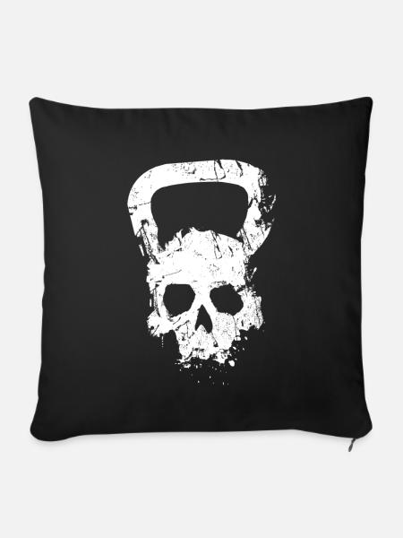 Kugelhantel Skull Gewichtheben Training - Sofakissenbezug 45 x 45 cm - Schwarz