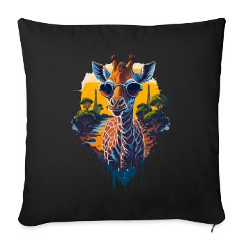 Cool giraffe - Sofa pillowcase 17,3'' x 17,3'' (45 x 45 cm) - black - Front