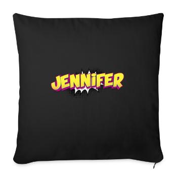 Jennifer Nom personnalisé Style bande dessinée Pop Art, - Housse de coussin décorative 45 x 45 cm - noir - Devant