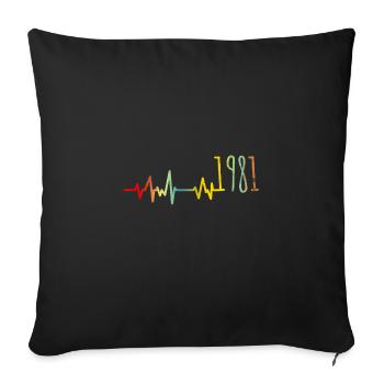 Heartbeat Heartline Heart Rate 1981 Shirt - Sofa pillowcase 17,3'' x 17,3'' (45 x 45 cm) - black - Front