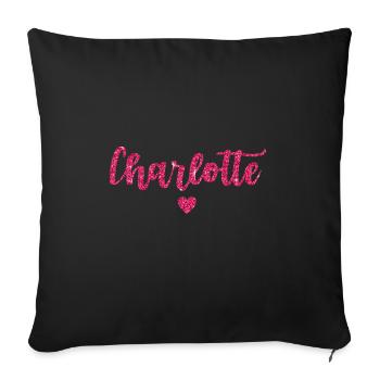 Charlotte Heart Pink - Sofa pillowcase 17,3'' x 17,3'' (45 x 45 cm) - black - Front