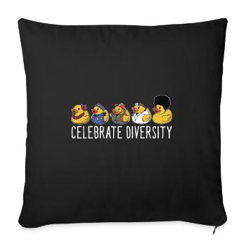 Funny Celebrate Diversity Yellow Bath Duckie Rubbe - Sofakissenbezug 45 x 45 cm - Schwarz - Vorne