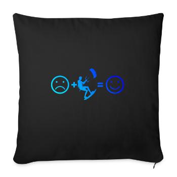 Kitesurf Femmes Hommes Kiting Kitesurfeurs - Housse de coussin décorative 45 x 45 cm - noir - Devant
