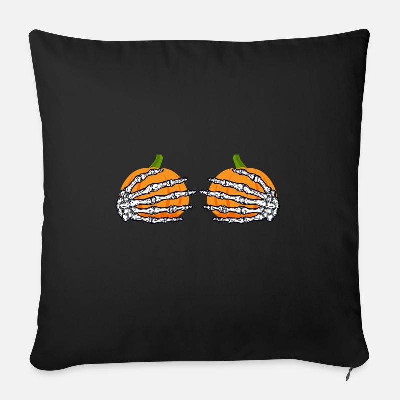 Pumpkin Boobs Halloween Costume - Housse de coussin décorative 45 x 45 cm - noir
