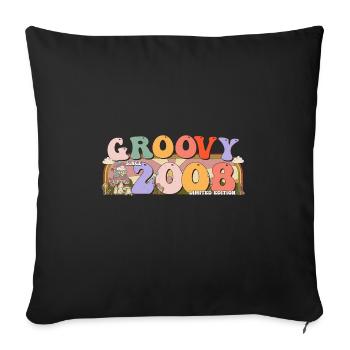 Groovy Since 2008 Retro Hippie 15th Birthday - Sofa pillowcase 17,3'' x 17,3'' (45 x 45 cm) - black - Front