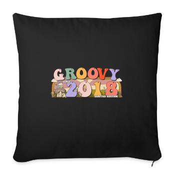 Groovy Since 2018 Retro Hippie 5th Birthday - Sofa pillowcase 17,3'' x 17,3'' (45 x 45 cm) - black - Front