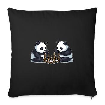 Chess pandas - Sofa pillowcase 17,3'' x 17,3'' (45 x 45 cm) - black - Front