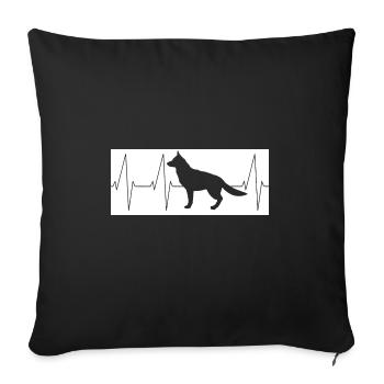 Chien battant le cœur - Housse de coussin décorative 45 x 45 cm - noir - Devant