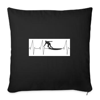 Heartbeat surfing - Sofa pillowcase 17,3'' x 17,3'' (45 x 45 cm) - black - Front