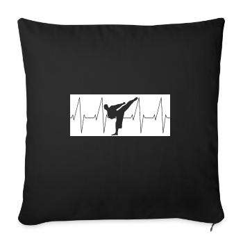 Heartbeat Karaté Kickboxing MMA - Housse de coussin décorative 45 x 45 cm - noir - Devant