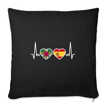 Dominica Spain Heartbeat Flag Dominicans - Sofa pillowcase 17,3'' x 17,3'' (45 x 45 cm) - black - Front