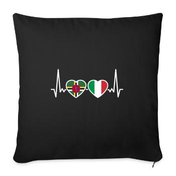 Dominica Italy Heartbeat Flag Dominicans - Sofa pillowcase 17,3'' x 17,3'' (45 x 45 cm) - black - Front