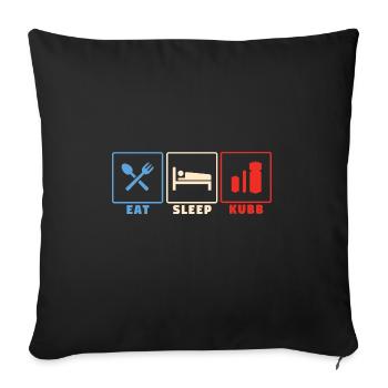 Eat sleep kubb - kubb yard game player - Sofa pillowcase 17,3'' x 17,3'' (45 x 45 cm) - black - Front