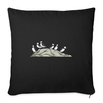 puffin, puffin, auks, lunde - Sofa pillowcase 17,3'' x 17,3'' (45 x 45 cm) - black - Front