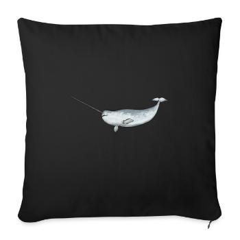 Narwhal Unicorn Whale - Sofa pillowcase 17,3'' x 17,3'' (45 x 45 cm) - black - Front