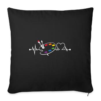 Painting Drawing Art Brush Painter Heartbeat - Sofa pillowcase 17,3'' x 17,3'' (45 x 45 cm) - black - Front