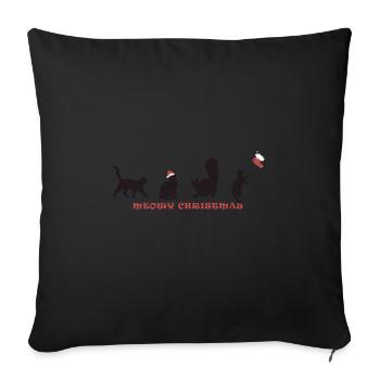 Meowy Christmas - Cute Kitty in Santa Hat - Sofa pillowcase 17,3'' x 17,3'' (45 x 45 cm) - black - Front