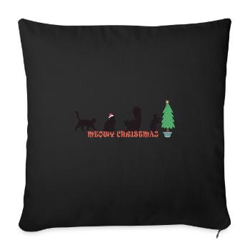 Miaou de Noël - Chat doux au chapeau de Père Noël - Housse de coussin décorative 45 x 45 cm - noir - Devant