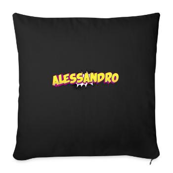 Alessandro Custom Name Comic Book Style Pop Art, - Sofa pillowcase 17,3'' x 17,3'' (45 x 45 cm) - black - Front