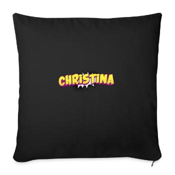 Christina Nom personnalisé Style bande dessinée Pop Art, - Housse de coussin décorative 45 x 45 cm - noir - Devant