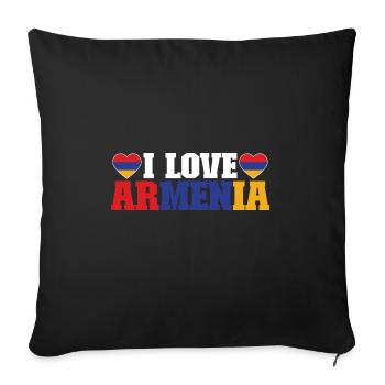 Drapeau arménien Arménie - Housse de coussin décorative 45 x 45 cm - noir - Devant