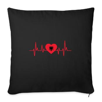 Drapeau albanais Aigle albanais Shqiponja - Housse de coussin décorative 45 x 45 cm - noir - Devant