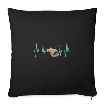 Poisson-grenouille Pêcheur en haute mer Pêcheur à la ligne - Housse de coussin décorative 45 x 45 cm - noir - Devant