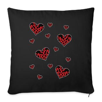 Vache motif coeur ferme Animal amour cadeau vache - Housse de coussin décorative 45 x 45 cm - noir - Devant