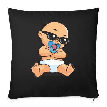 CD - Baby Gangsta mit Sonnenbrille und Schnuller - - Sofakissenbezug 45 x 45 cm - Schwarz - Vorne