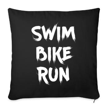 Triathlon. Swim Bike Run - Housse de coussin décorative 45 x 45 cm - noir - Devant