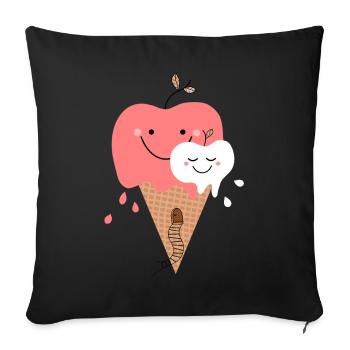 Crème glacée aux pommes heureux - Housse de coussin décorative 45 x 45 cm - noir - Devant