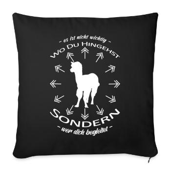 Wandern Spruch Wanderung Alpaka Team - Sofakissenbezug 45 x 45 cm - Schwarz - Vorne