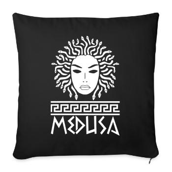 Femme aux cheveux de serpents (blanc) - Housse de coussin décorative 45 x 45 cm - noir - Devant