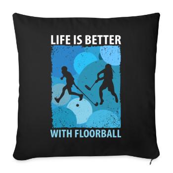 Floorball Floorball Field Hockey Indoor Hockey - Sofa pillowcase 17,3'' x 17,3'' (45 x 45 cm) - black - Front